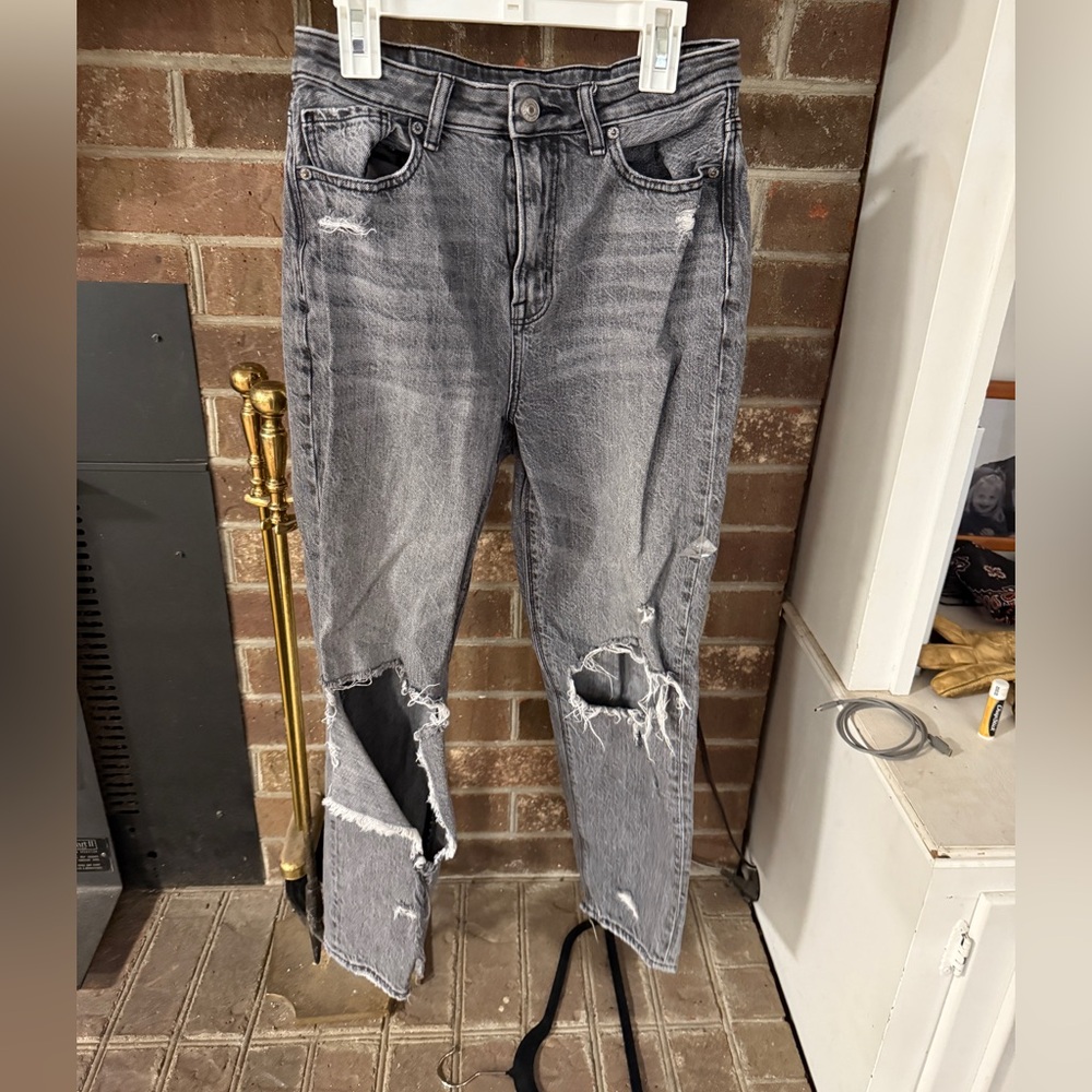 American Eagle Outfitters High Rise Distressed Black Jeans
